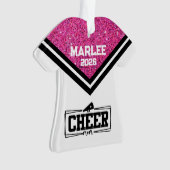 Gepersonaliseerde Roze & Zwart Cheer Mom Ornament (voorkant)