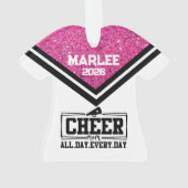 Gepersonaliseerde Roze & Zwart Cheer Mom Ornament (achterkant)