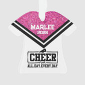 Gepersonaliseerde Roze & Zwart Cheer Mom Ornament (voorkant)