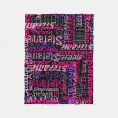 Gepersonaliseerde Roze/Zwart Custom Name Collage G Fleece Deken (Voorkant)