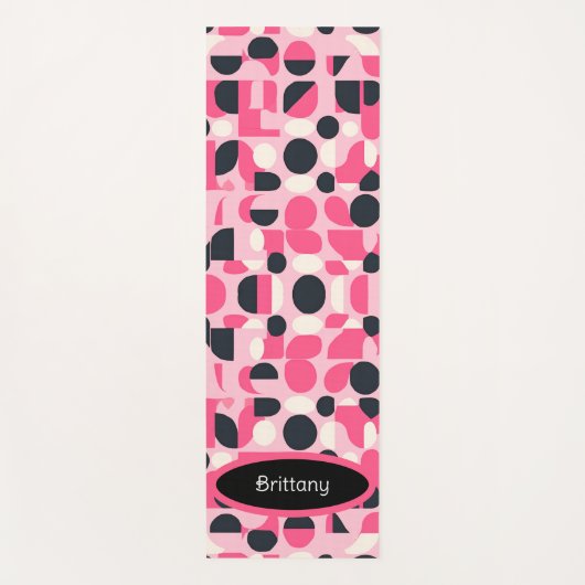 Gepersonaliseerde Roze Zwart en Wit Moderne Yoga M Yogamat (Voorkant)