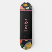 Gepersonaliseerde roze zwart meisjesbloem persoonlijk skateboard (Voorkant)