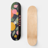 Gepersonaliseerde roze zwart meisjesbloem persoonlijk skateboard (Voorkant)