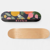 Gepersonaliseerde roze zwart meisjesbloem persoonlijk skateboard (Horizontaal)
