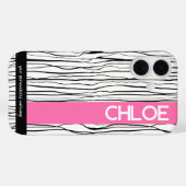 Gepersonaliseerde Roze & Zwart Modern Case-Mate iPhone Case (Achterkant (horizontaal))