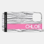 Gepersonaliseerde Roze & Zwart Modern iPhone Hoesje (Achterkant horizontaal)