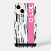 Gepersonaliseerde Roze & Zwart Modern iPhone Hoesje (Achterkant)