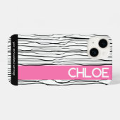 Gepersonaliseerde Roze & Zwart Modern iPhone Hoesje (Achterkant horizontaal)