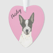 Gepersonaliseerde Roze Zwart Wit Cattledog Heeler Ornament (voorkant)