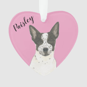 Gepersonaliseerde Roze Zwart Wit Cattledog Heeler Ornament