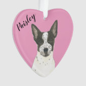 Gepersonaliseerde Roze Zwart Wit Cattledog Heeler Ornament (voorkant)