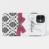 Gepersonaliseerde roze zwarte Damask iPhone 5 Hoes (Achterkant (horizontaal))