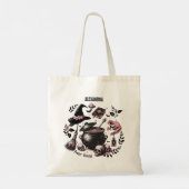 Gepersonaliseerde Roze Zwarte Witchy Magic Hallowe Tote Bag (Achterkant)