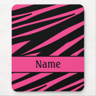 Gepersonaliseerde roze zwarte zebra Print Mousepad Muismat