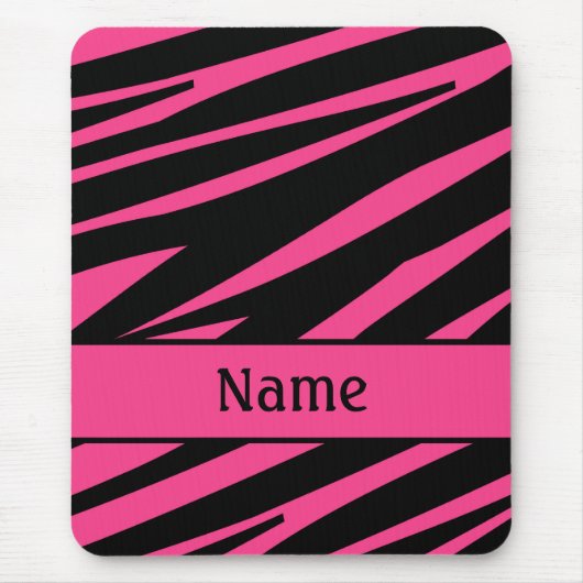 Gepersonaliseerde roze zwarte zebra Print Mousepad Muismat (Voorkant)