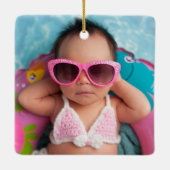 Gepersonaliseerde Roze Zwemmer of Duiker Foto Keramisch Ornament (Achterkant)