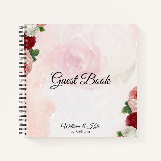 Gepersonaliseerde Rozen bruiloft gastenboek Notitieboek (Voorkant)
