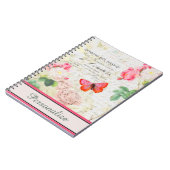 Gepersonaliseerde rozen en vlinder notitieboek (Linkerzijde)