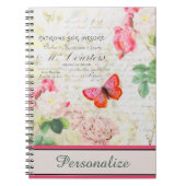 Gepersonaliseerde rozen en vlinder notitieboek (Voorkant)