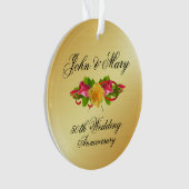 Gepersonaliseerde Rozen & gouden 50e bruiloft Jubi Ornament (voorkant)