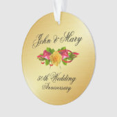 Gepersonaliseerde Rozen & gouden 50e bruiloft Jubi Ornament (voorkant)
