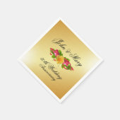 Gepersonaliseerde Rozen & gouden 50e bruiloft Jubi Servet (Hoek)