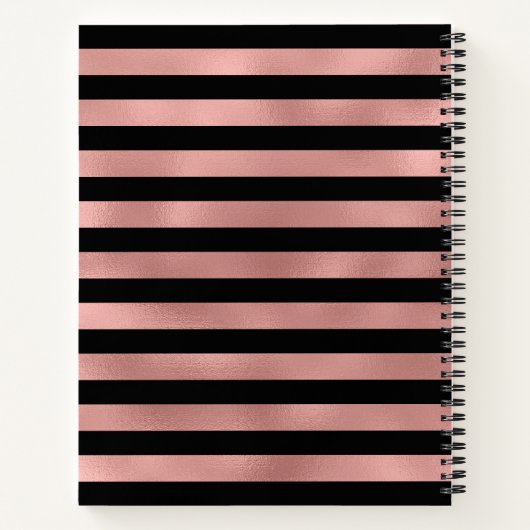 Gepersonaliseerde Rozen gouden strepen met Initiaa Notitieboek (Achterkant)