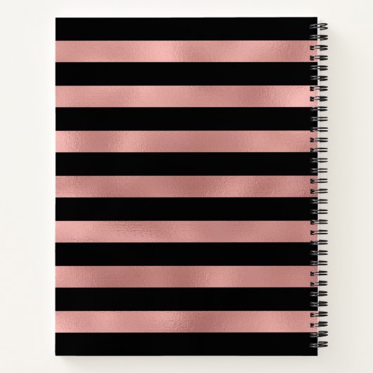 Gepersonaliseerde Rozen gouden strepen met Initiaa Notitieboek (Achterkant)