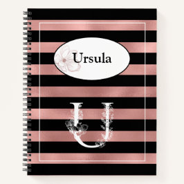 Gepersonaliseerde Rozen gouden strepen met Initiaa Notitieboek