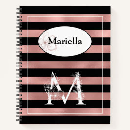 Gepersonaliseerde Rozen gouden strepen met Initiaa Notitieboek