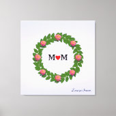 Gepersonaliseerde Rozen op Laurel Wreath Canvas Afdruk (Voorkant)