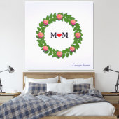 Gepersonaliseerde Rozen op Laurel Wreath Canvas Afdruk (Insitu (Slaapkamer))