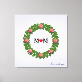 Gepersonaliseerde Rozen op Laurel Wreath Canvas Afdruk