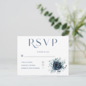 Gepersonaliseerde RSVP Blue Kaarten voor bruiloft (Staand voorkant)