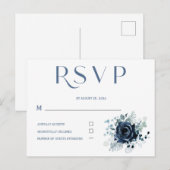Gepersonaliseerde RSVP Blue Kaarten voor bruiloft (Voorkant / Achterkant)