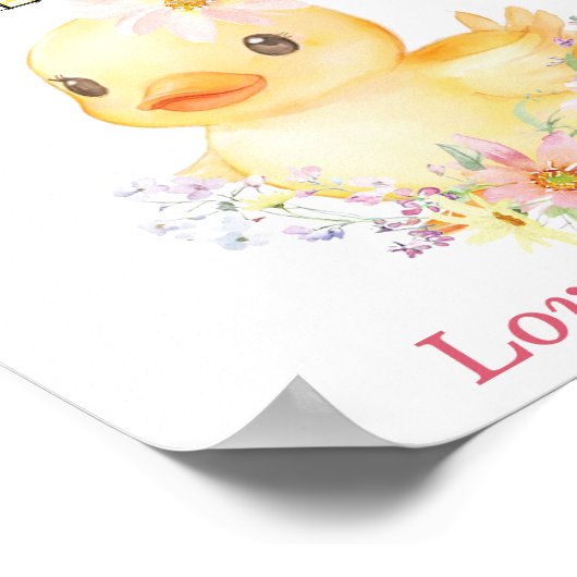 Gepersonaliseerde Rubber Eend Eerste Verjaardag Poster (Hoek)