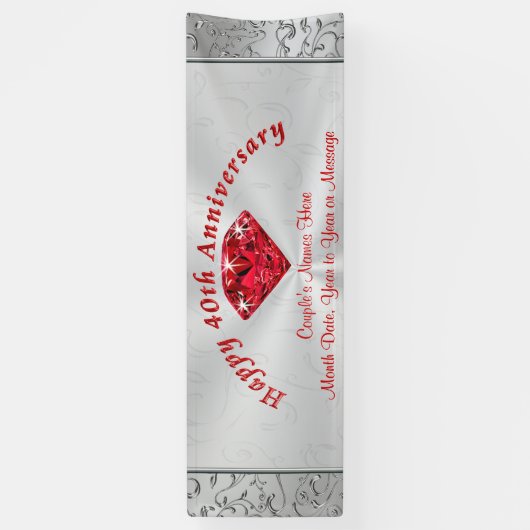 Gepersonaliseerde Ruby 40e Jubileum banners (Verticaal)