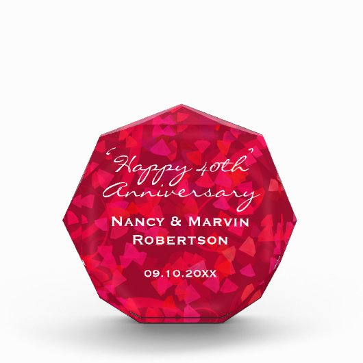 Gepersonaliseerde Ruby 40th Jubileum Keepsake Gift Fotoblokken (Voorkant)
