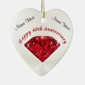 Gepersonaliseerde Ruby 40th Jubileum Ornaments Keramisch Ornament (Rechts)