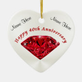 Gepersonaliseerde Ruby 40th Jubileum Ornaments Keramisch Ornament (Voorkant)