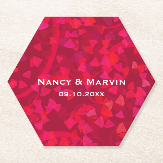 Gepersonaliseerde Ruby 40th Wedding Jubileum Party Kartonnen Onderzetters (Voorkant)