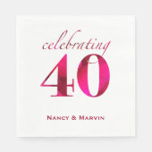 Gepersonaliseerde Ruby 40th Wedding Jubileum Party Servet (Voorkant)