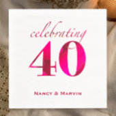 Gepersonaliseerde Ruby 40th Wedding Jubileum Party Servet