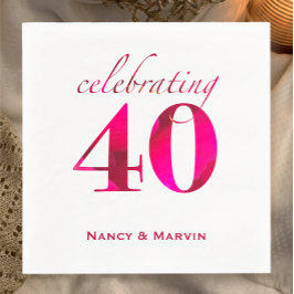 Gepersonaliseerde Ruby 40th Wedding Jubileum Party Servet