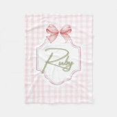 Gepersonaliseerde Ruby Baby Girl Nursery Bow & Gin Fleece Deken (Voorkant)