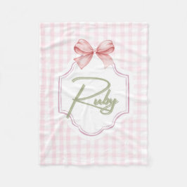 Gepersonaliseerde Ruby Baby Girl Nursery Bow & Gin Fleece Deken