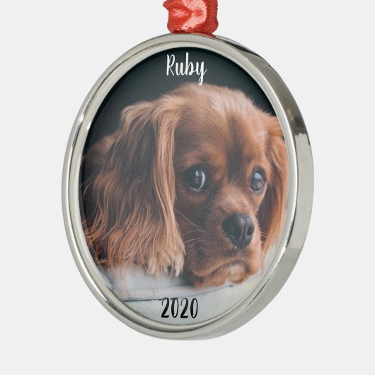 Gepersonaliseerde Ruby Cavalier King Charles Spani Metalen Ornament (Links)