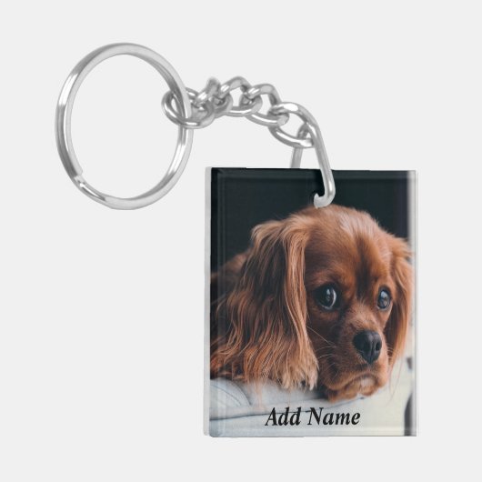 Gepersonaliseerde Ruby Cavalier King Charles Spani Sleutelhanger (Voorkant Links)