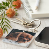 Gepersonaliseerde Ruby Cavalier King Charles Spani Sleutelhanger (Voorkant Rechts)