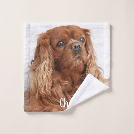 Gepersonaliseerde Ruby Cavalier King Charles Spani Washandje (Wasdoekje)